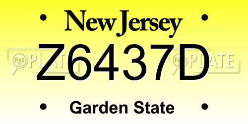 Z6437D New Jersey License Plate