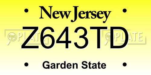 Z643TD New Jersey License Plate