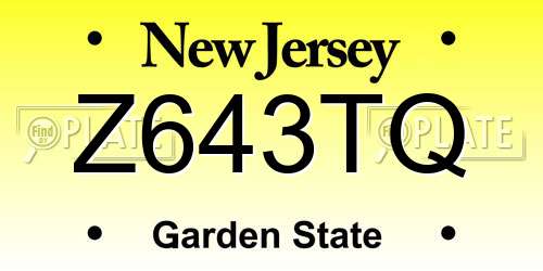 Z643TQ New Jersey License Plate