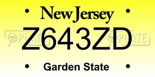Z643ZD New Jersey License Plate