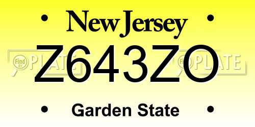 Z643ZO New Jersey License Plate