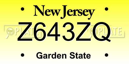 Z643ZQ New Jersey License Plate