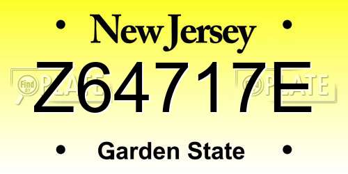 Z64717E New Jersey License Plate