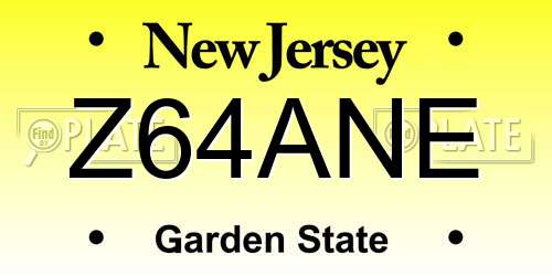 Z64ANE New Jersey License Plate