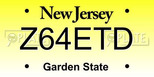 Z64ETD New Jersey License Plate