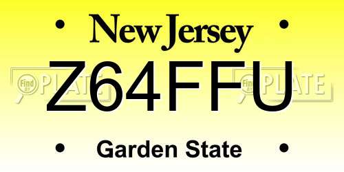 Z64FFU New Jersey License Plate