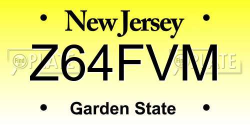 Z64FVM New Jersey License Plate