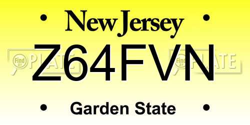 Z64FVN New Jersey License Plate