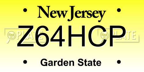 Z64HCP New Jersey License Plate