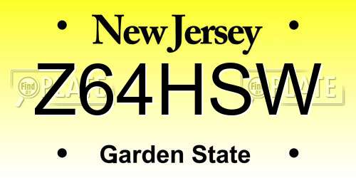 Z64HSW New Jersey License Plate