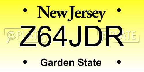 Z64JDR New Jersey License Plate