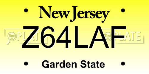 Z64LAF New Jersey License Plate