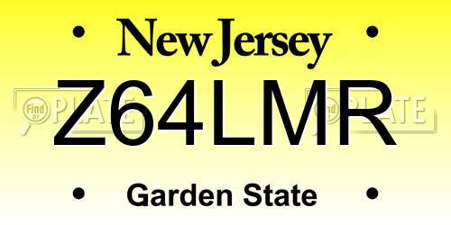 Z64LMR New Jersey License Plate