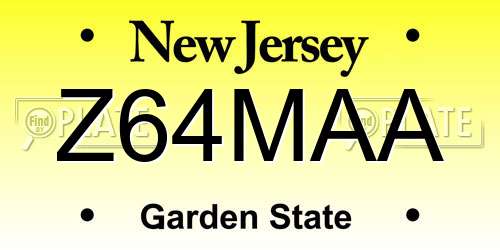 Z64MAA New Jersey License Plate