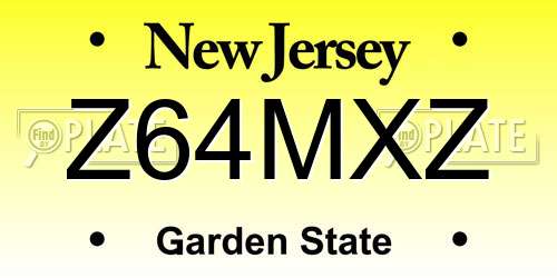 Z64MXZ New Jersey License Plate