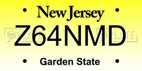 Z64NMD New Jersey License Plate