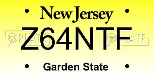 Z64NTF New Jersey License Plate