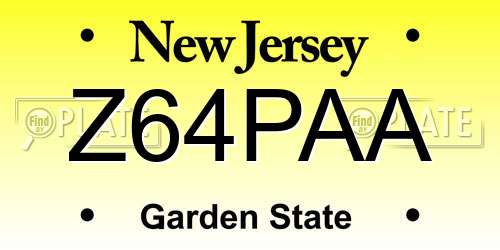Z64PAA New Jersey License Plate