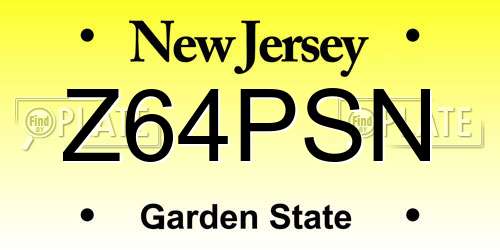 Z64PSN New Jersey License Plate