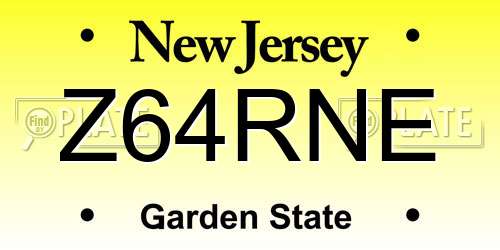 Z64RNE New Jersey License Plate