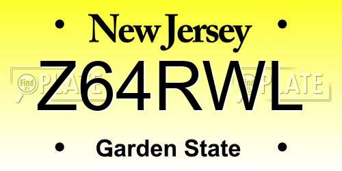 Z64RWL New Jersey License Plate