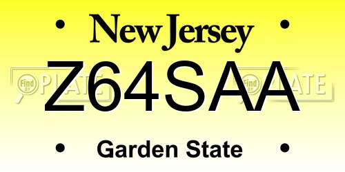 Z64SAA New Jersey License Plate
