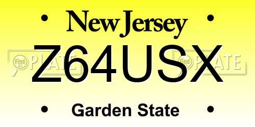 Z64USX New Jersey License Plate