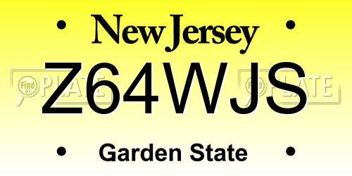 Z64WJS New Jersey License Plate