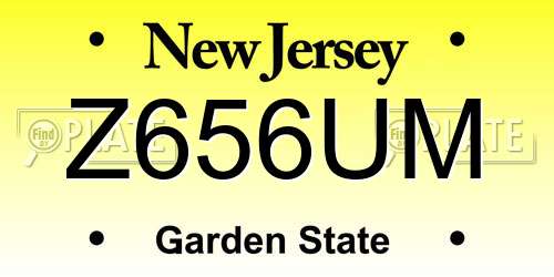 Z656UM New Jersey License Plate