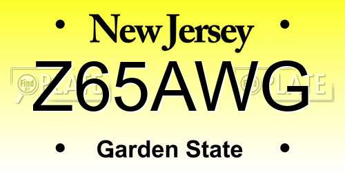 Z65AWG New Jersey License Plate