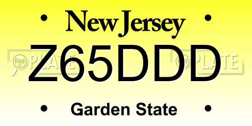 Z65DDD New Jersey License Plate