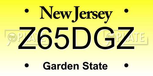Z65DGZ New Jersey License Plate