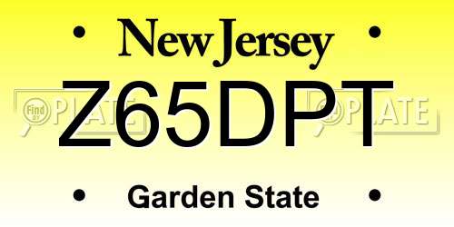 Z65DPT New Jersey License Plate