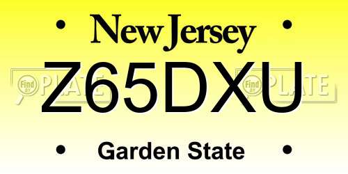Z65DXU New Jersey License Plate