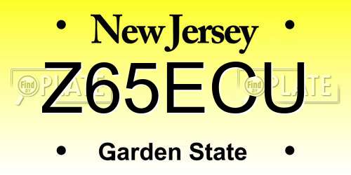Z65ECU New Jersey License Plate