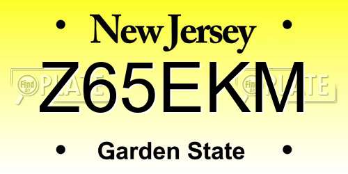 Z65EKM New Jersey License Plate