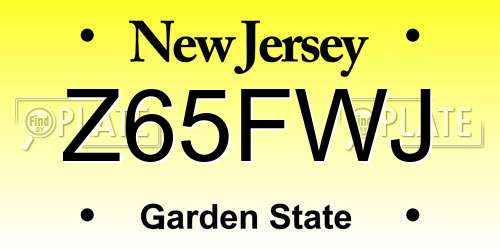 Z65FWJ New Jersey License Plate