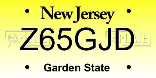 Z65GJD New Jersey License Plate