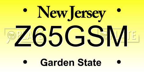 Z65GSM New Jersey License Plate