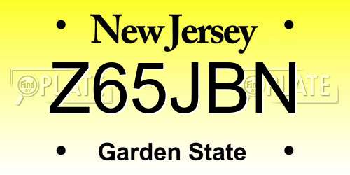 Z65JBN New Jersey License Plate