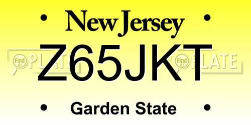 Z65JKT New Jersey License Plate