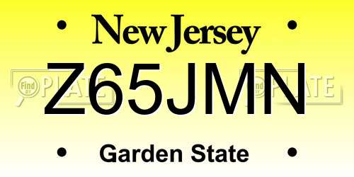 Z65JMN New Jersey License Plate