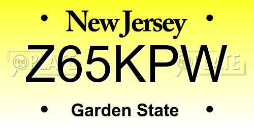Z65KPW New Jersey License Plate