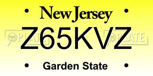 Z65KVZ New Jersey License Plate