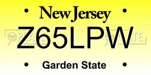 Z65LPW New Jersey License Plate