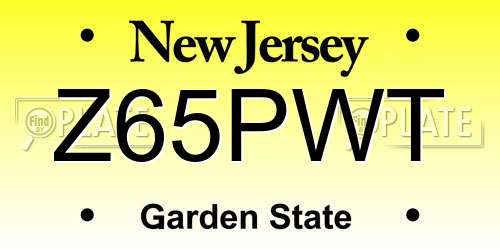 Z65PWT New Jersey License Plate