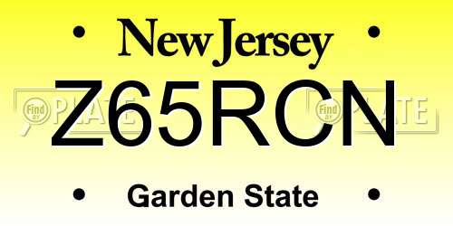 Z65RCN New Jersey License Plate