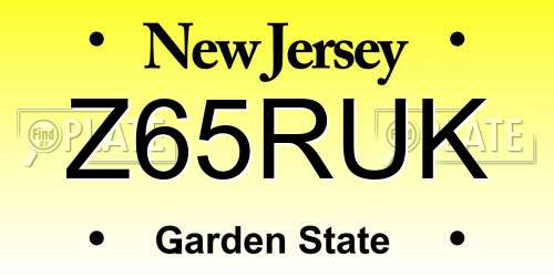 Z65RUK New Jersey License Plate