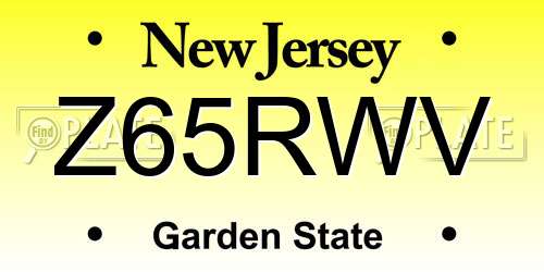 Z65RWV New Jersey License Plate