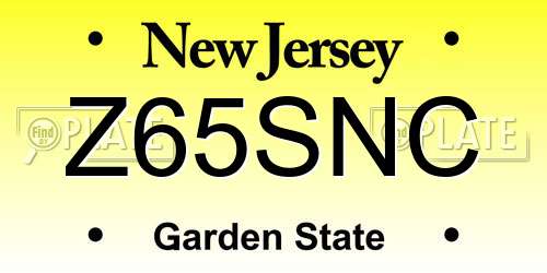Z65SNC New Jersey License Plate